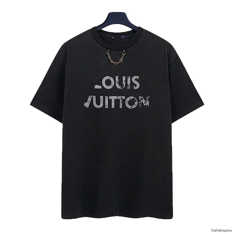 Louis Vuitton Distressed Print Cool Trendy Black T-Shirt