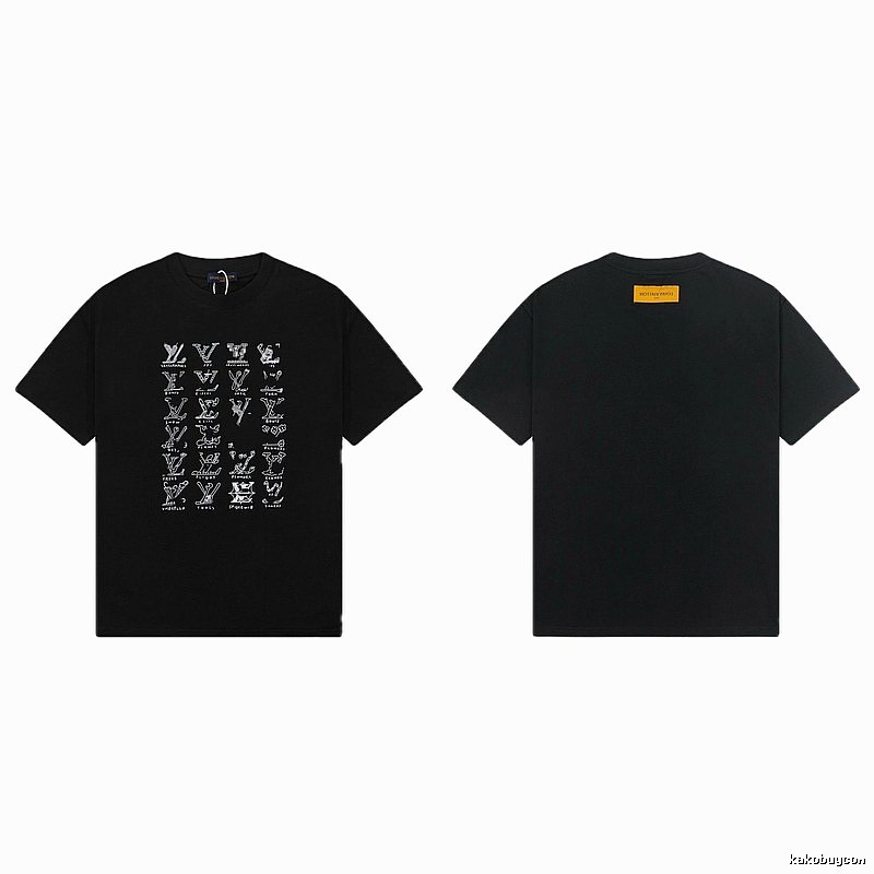 Louis Vuitton Graffiti Trend Style Black Short Sleeve T-Shirt