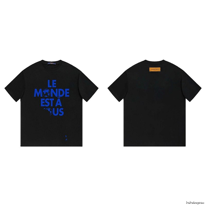 Louis Vuitton Letter Print Cool Trendy Style Black T-shirt