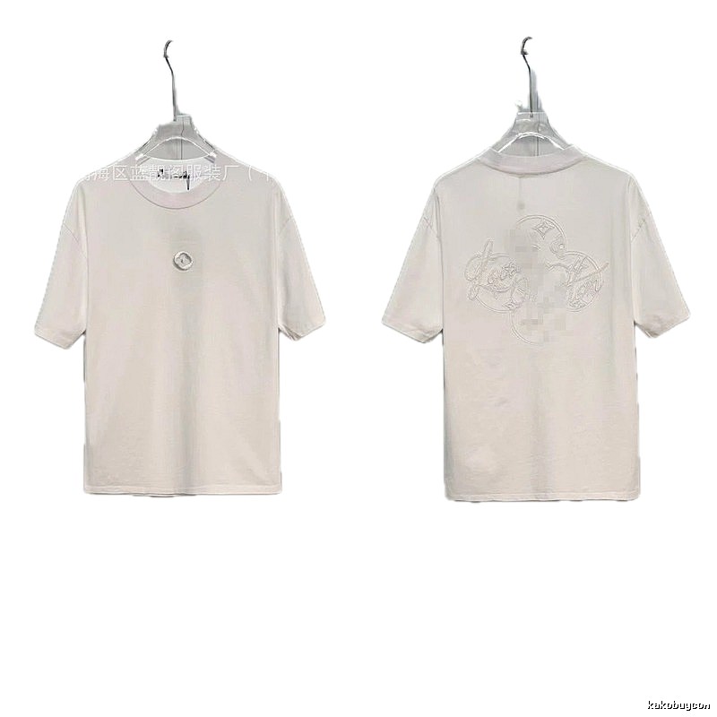 Louis Vuitton Monogram Embroidered Trendy Style White T-Shirt