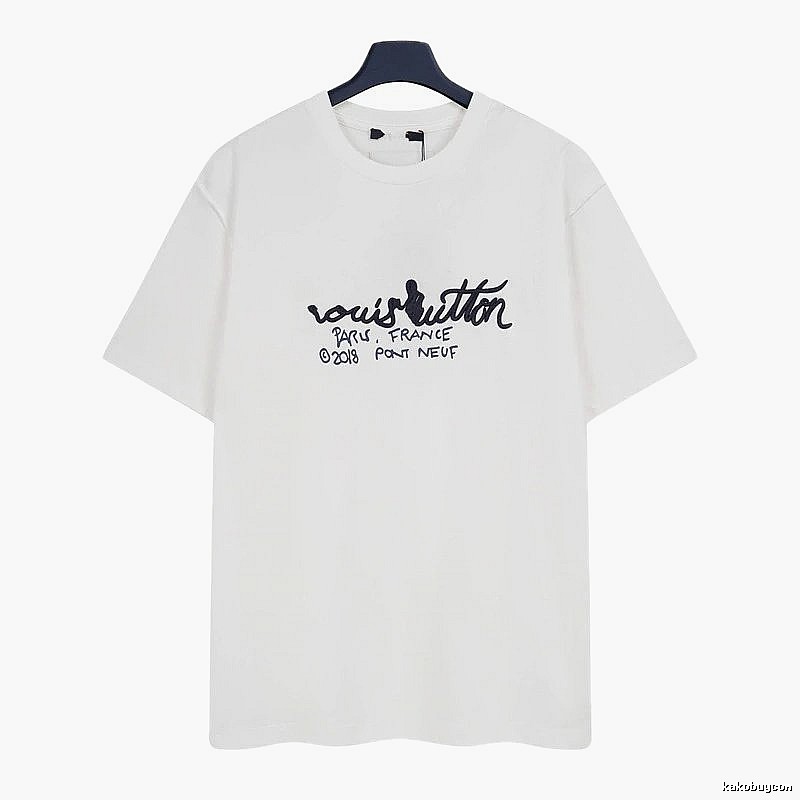 Louis Vuitton Signature Embroidered Casual White T-Shirt