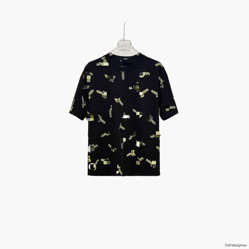 Louis Vuitton Trendy All-over Printed Black Short-sleeve T-shirt