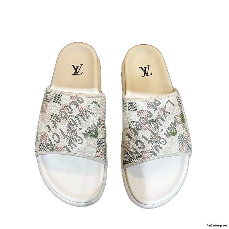 Louis Vuitton Trendy Checkerboard Off-white Slides