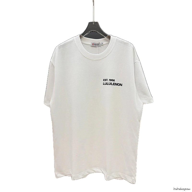 lululemon minimalist style printed white short-sleeve T-shirt