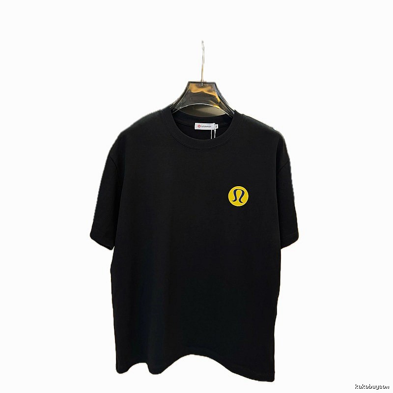 lululemon Printed Casual Style Black Short Sleeve T-Shirt