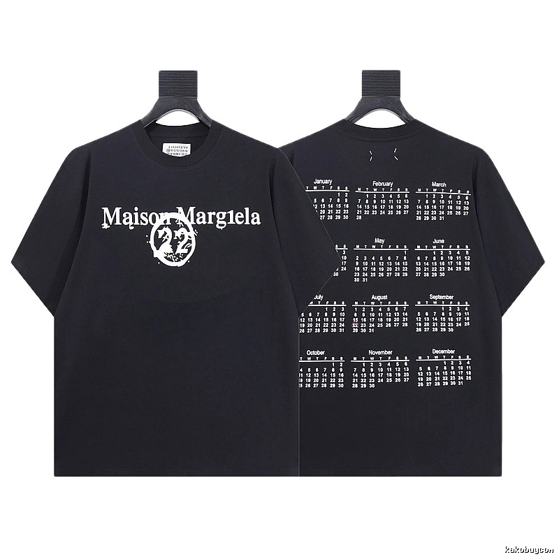 Maison Margiela Calendar Print Trendy Cool Black T-Shirt