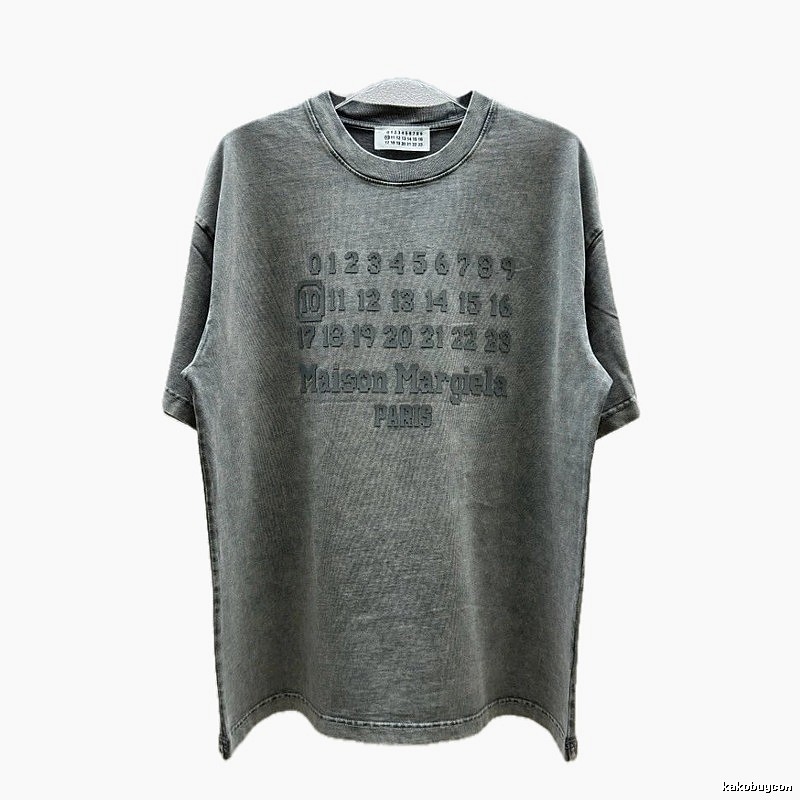 Maison Margiela Numbers Collection Vintage Washed Grey Short Sleeve T-Shirt