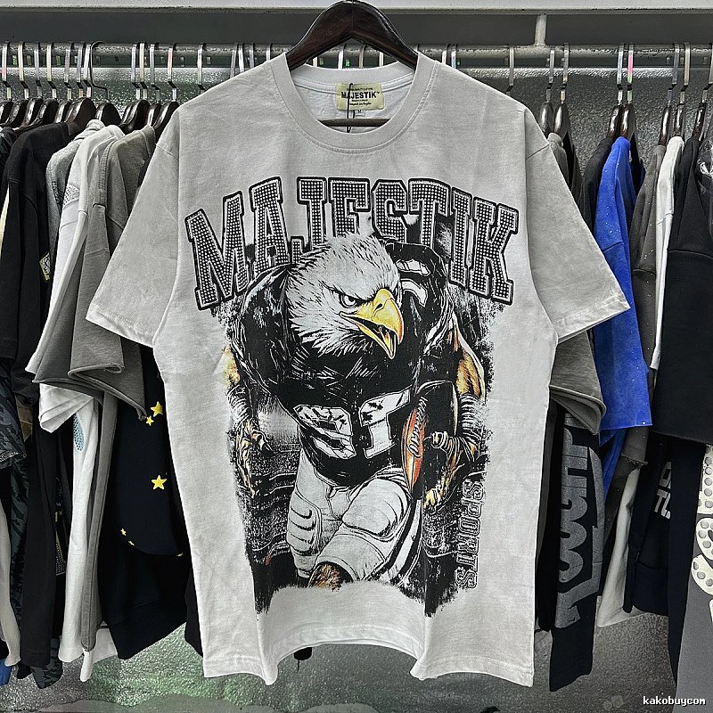 MAJESTIK Rugby Street Style Distressed White T-Shirt