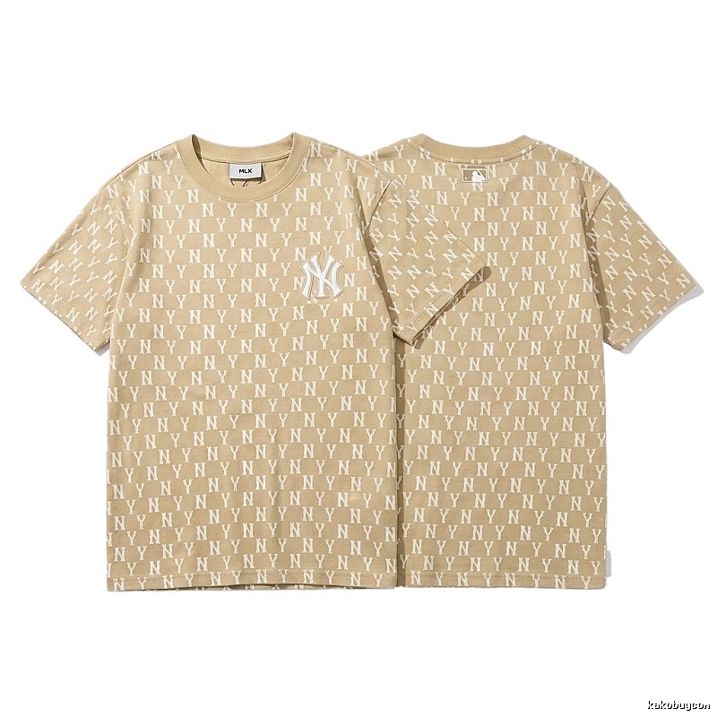 MLB Full Print Fashion Khaki Short-sleeve Shirt