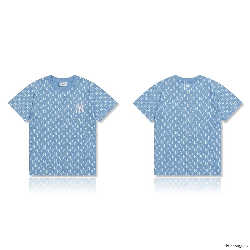 MLB full - print style light blue T - shirt