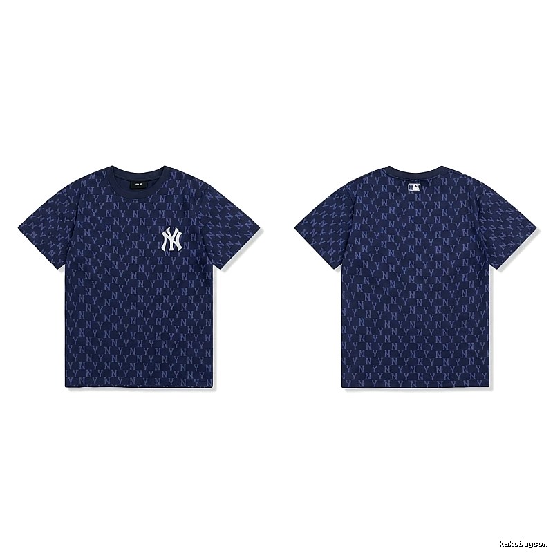 MLB full - print style navy blue T - shirt