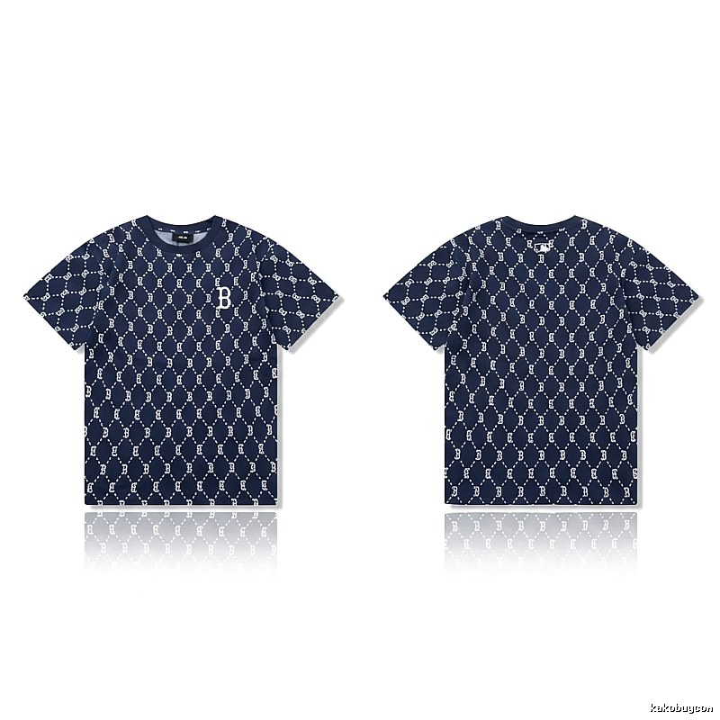 MLB full - printed style navy blue T - shirt