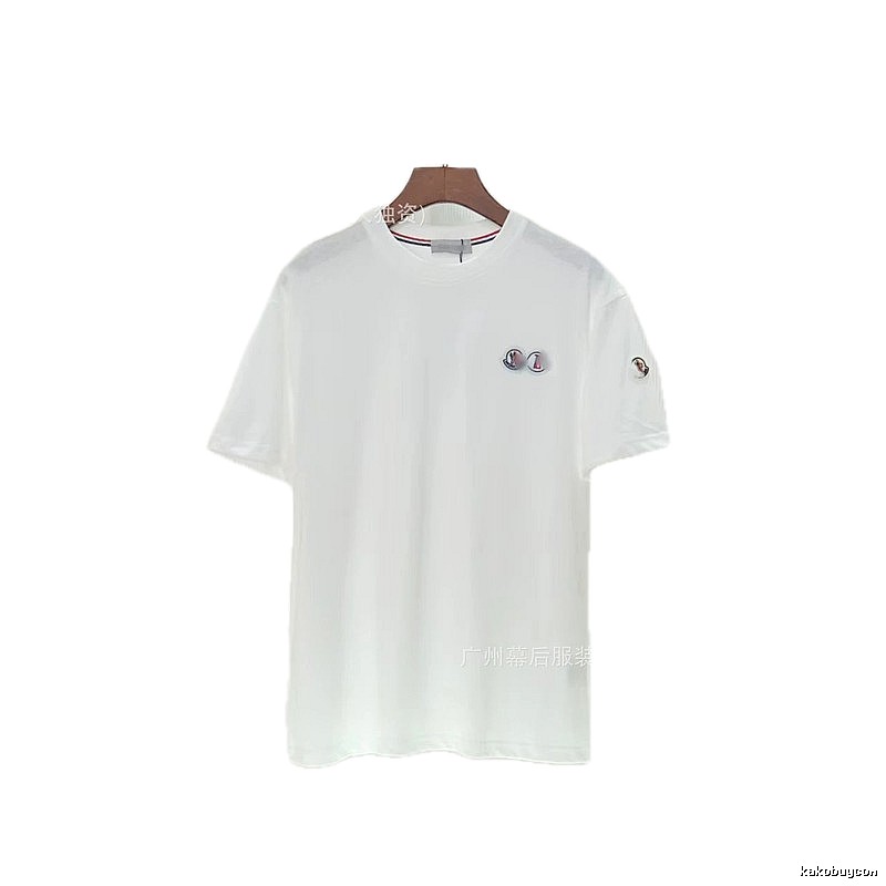 Moncler Badge Casual Style White T-Shirt