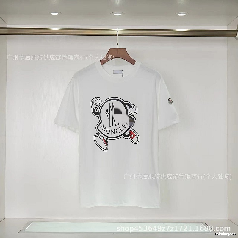 Moncler Cartoon Print Casual Style White T-Shirt