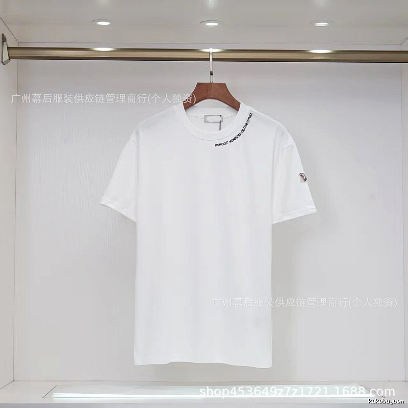 Moncler Embroidered Casual Style White Short-sleeve T-shirt