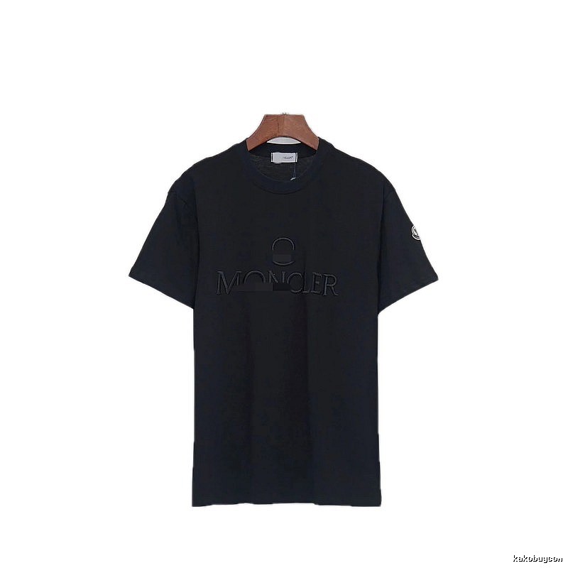 Moncler Embroidered Minimalist Style Black T-Shirt