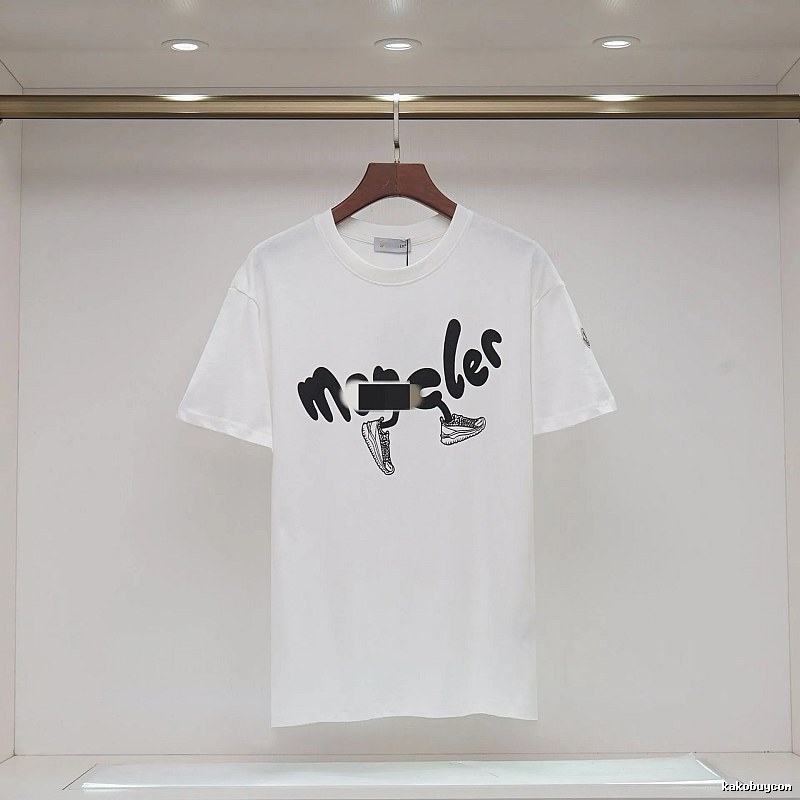 Moncler Graffiti Collection Casual Style White T-Shirt