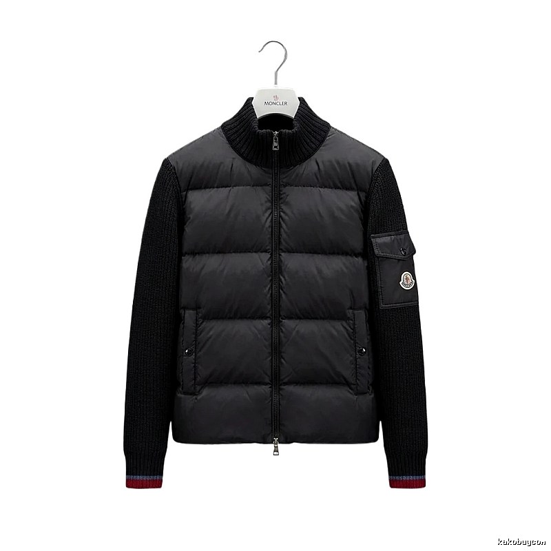 Moncler knitted and spliced black down jacket
