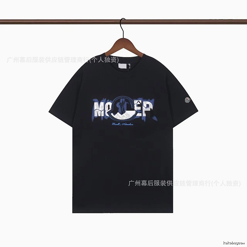 Moncler Letter Print Casual Black T-Shirt