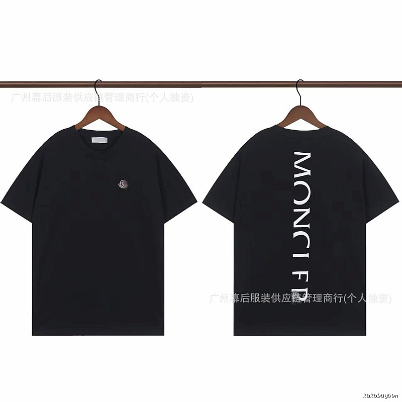 Moncler Letter Print Casual Style Black T-Shirt