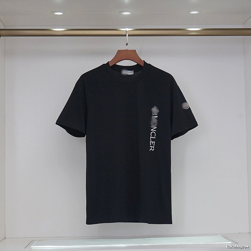Moncler Letter Print Minimalist Style Black T-Shirt
