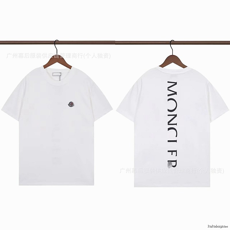 Moncler Letter Print Trendy Style White T-Shirt