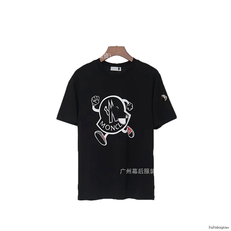 Moncler Trendy Black Cartoon Print Short-sleeved T-shirt