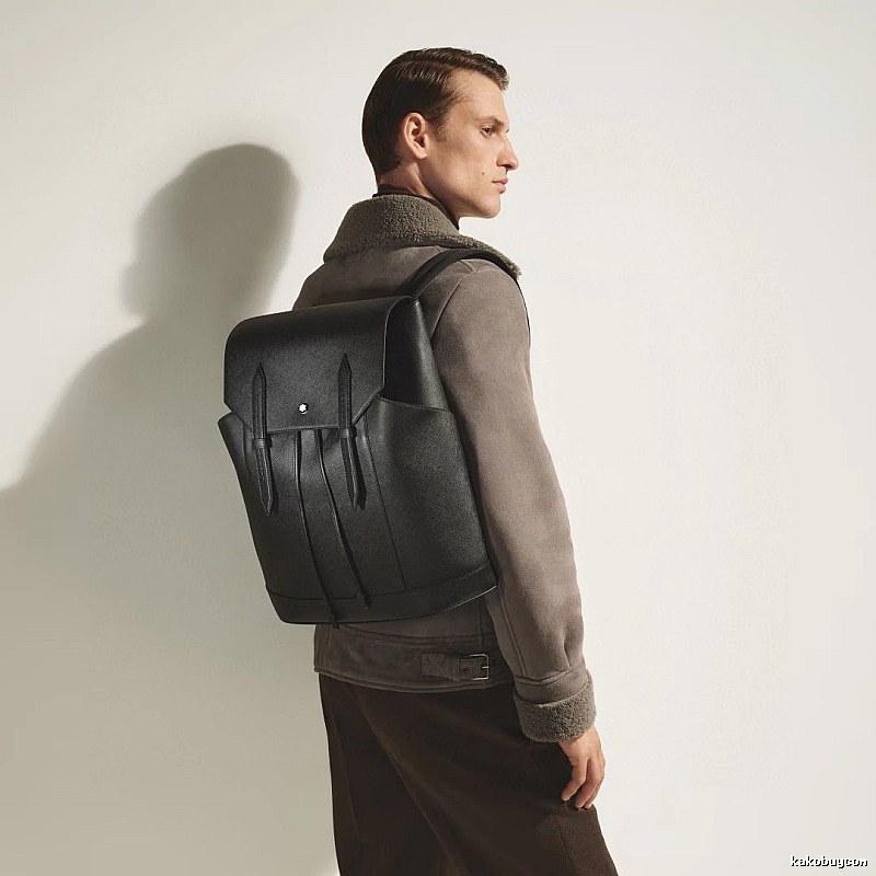 Montblanc Leather backpack Black Structured Flap