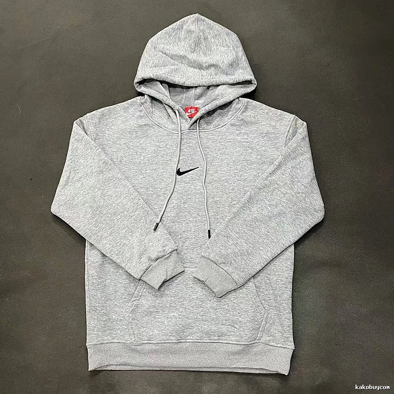 Nike Small-Logo Detail Gray Zip Hoodie Statement Graphic Swoosh