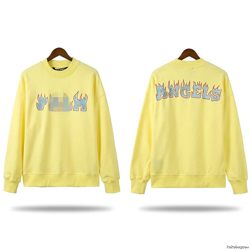 Palm Angels Flame Trendy Brand Yellow Sweatshirt