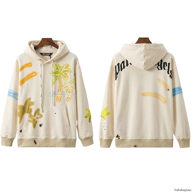 Palm Angels Graffiti Style White Hoodie