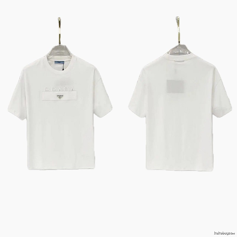 Prada Classic Triangle Logo Minimalist Style White T-Shirt