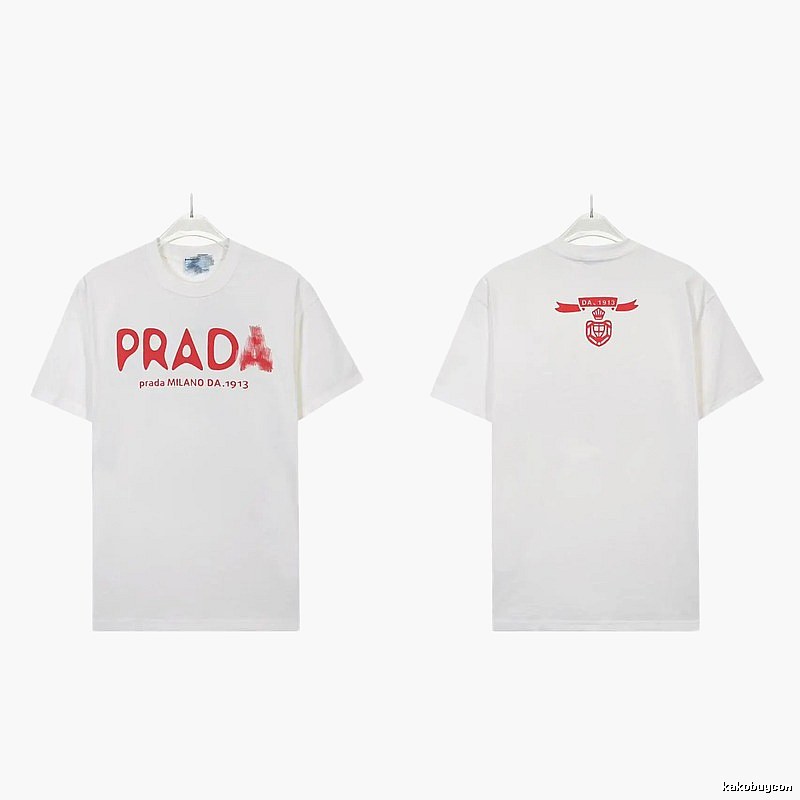 Prada Graffiti Collection Casual Style White Short-sleeve T-shirt