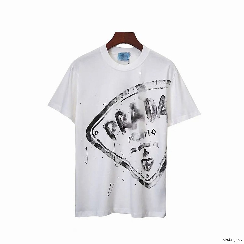 Prada Graffiti Print Street Style White T-Shirt