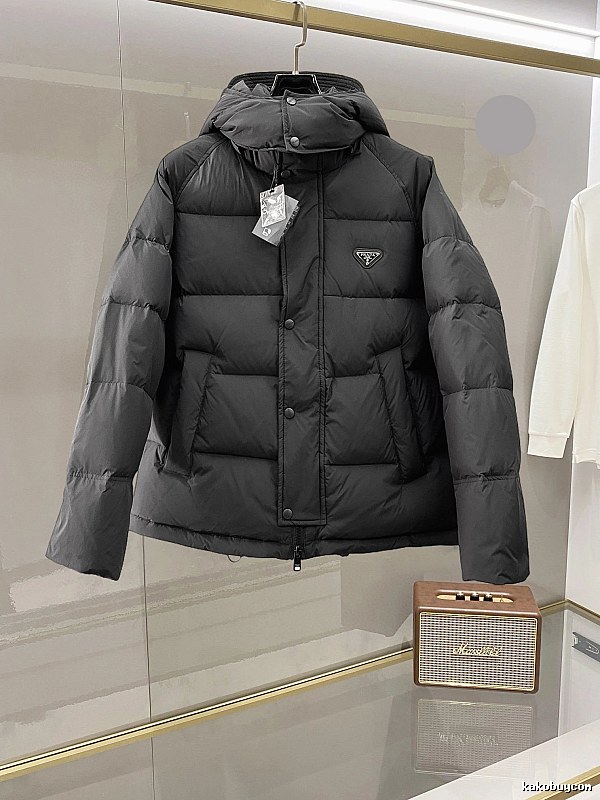Prada Hooded Puffer Jacket with Black Hooded Logo