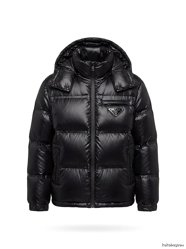 Prada triangle logo black down jacket