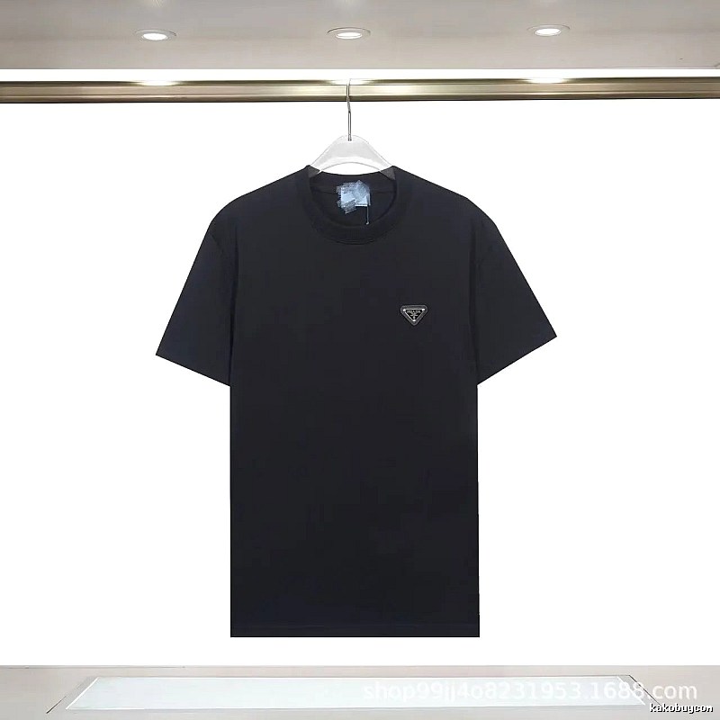 Prada Triangle-Logo Minimalist Black T-Shirt