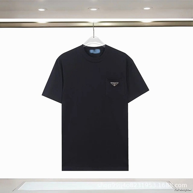 Prada Triangle Logo Minimalist Style Black Short-sleeve T-shirt