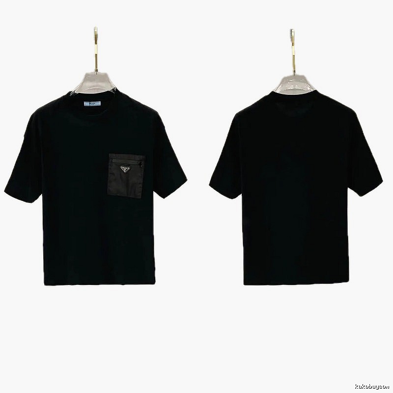 Prada Triangle Logo Minimalist Style Black Short-sleeve T-shirt