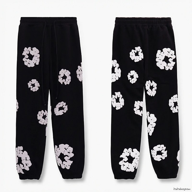 Printed casual black pants with DENIM TEARS style