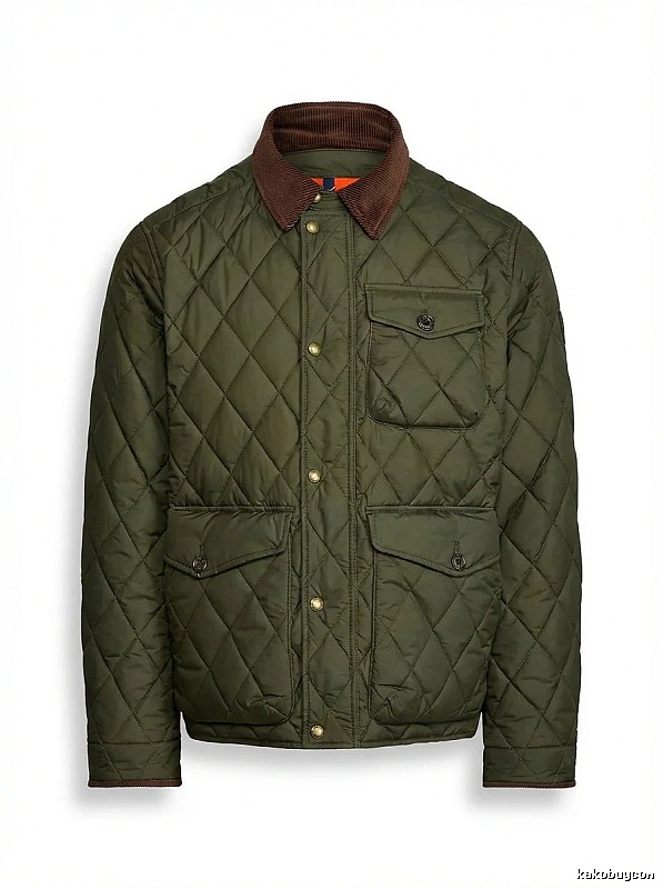 Ralph Lauren diamond-patterned olive green cotton-padded coat