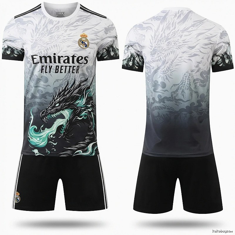 Real Madrid dragon pattern gradient style jersey