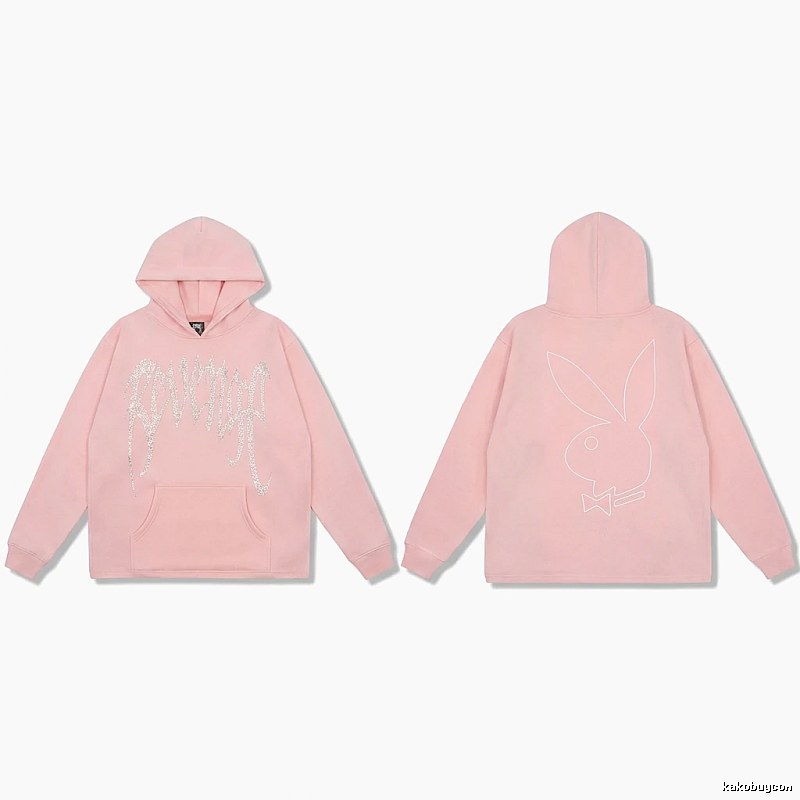 Revenge rabbit print pink hoodie
