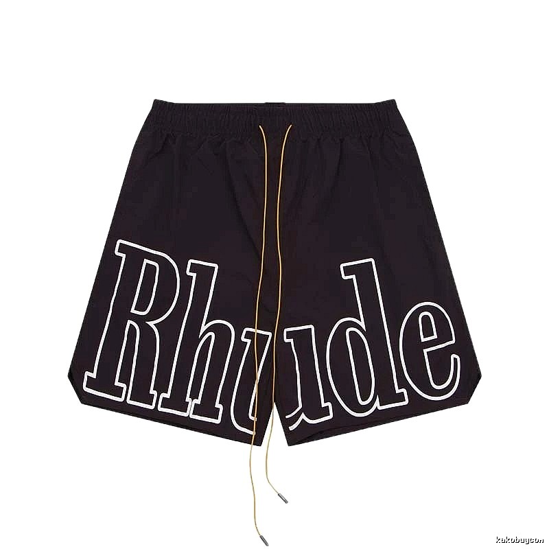 RHUDE letter-style black shorts