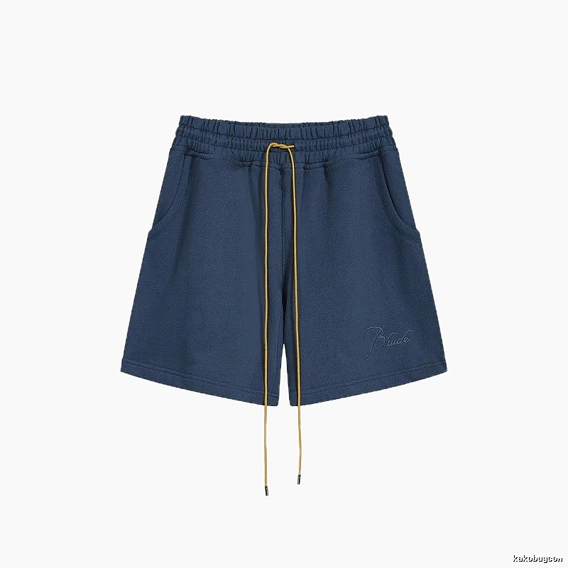 RHUDE minimalist style navy blue shorts