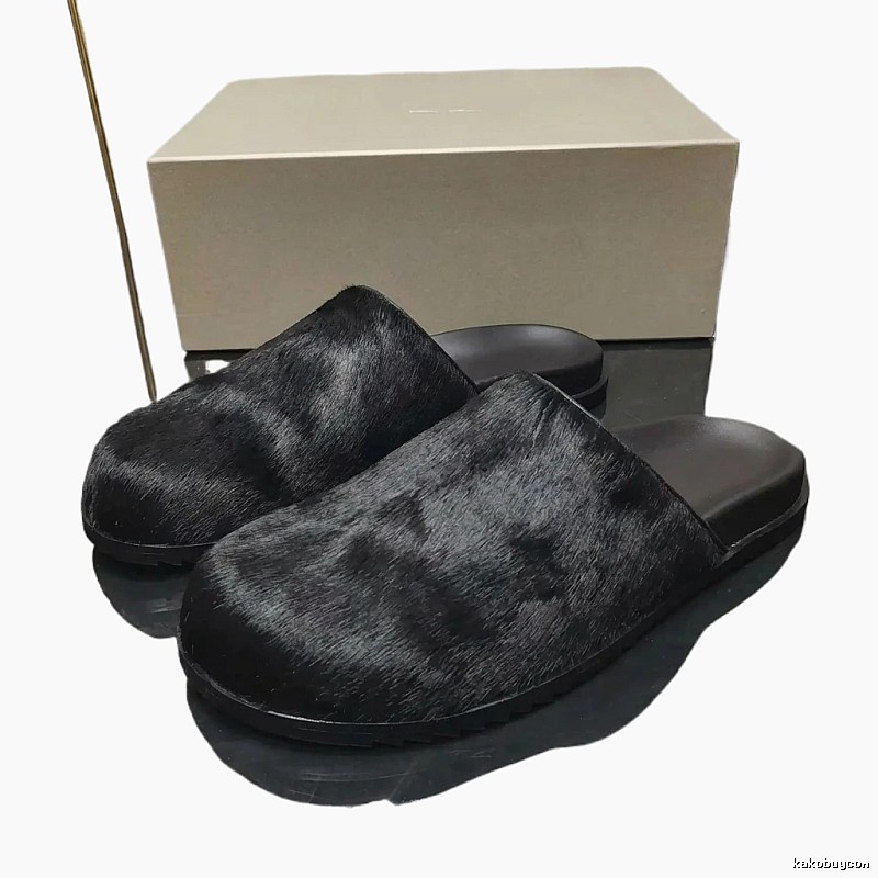 Rick Owens dark style black slippers