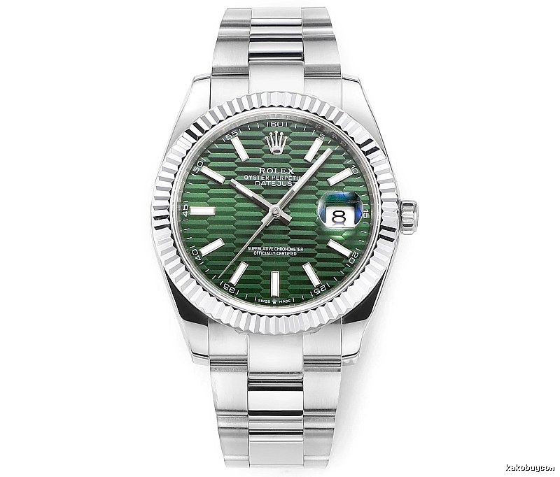 Rolex Datejust Automatic Watch with green fluted-pattern dial and oyster bracelet in Silver And Green