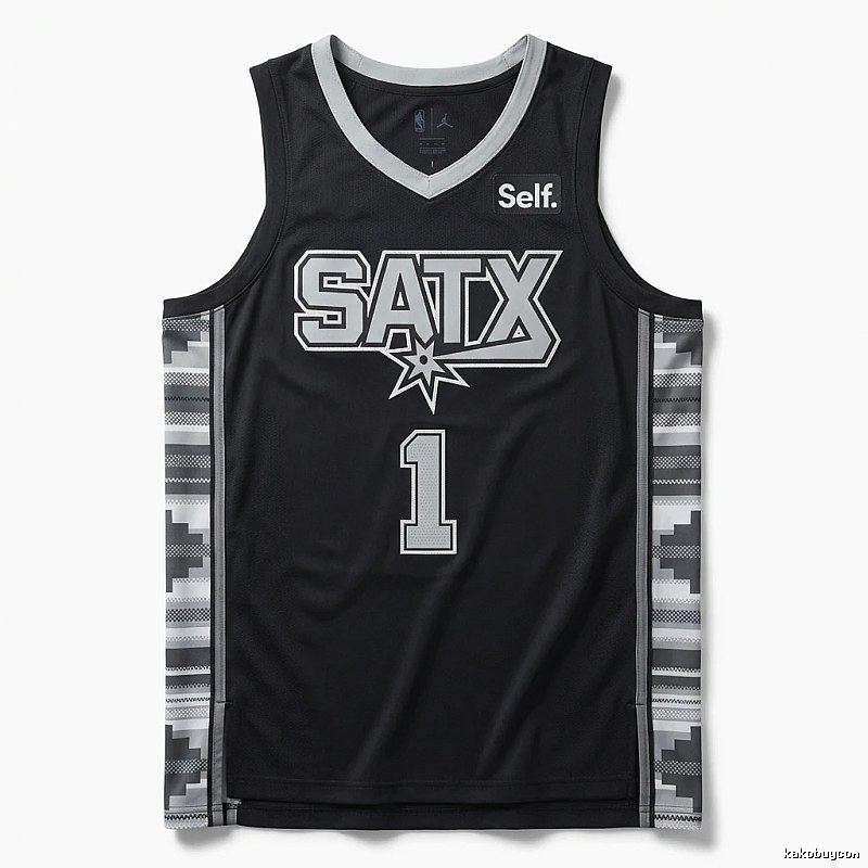Self. Spurs Wind Black Jersey