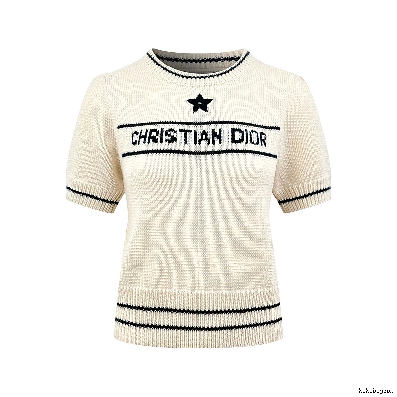 Short Sleeve Knit Sweater in Black by Dior