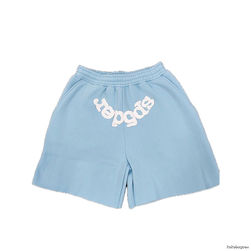 Sp5der Foam Print Street Style Light Blue Shorts
